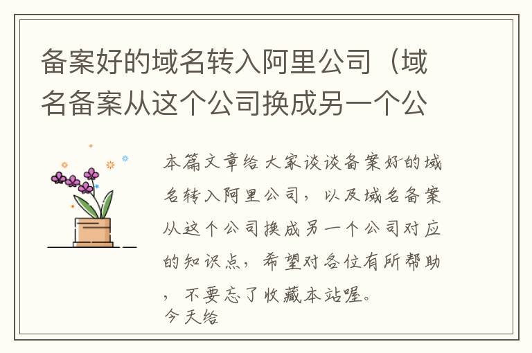 备案好的域名转入阿里公司(域名备案从这个公司换成另一个公司)