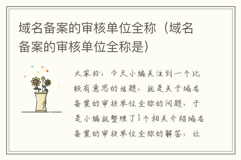 域名备案的审核单位全称(域名备案的审核单位全称是)