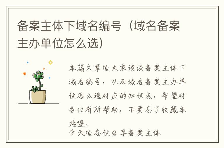 备案主体下域名编号(域名备案主办单位怎么选)