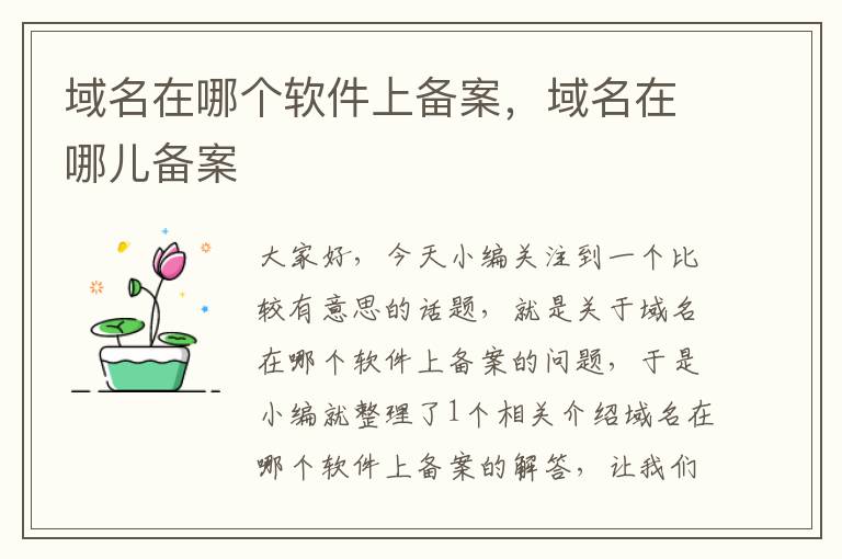 域名在哪个软件上备案,域名在哪儿备案