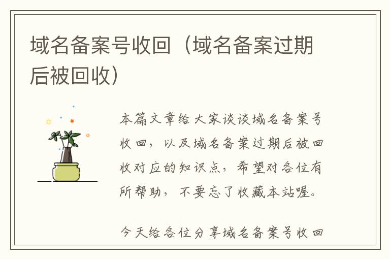 域名备案号收回(域名备案过期后被回收)