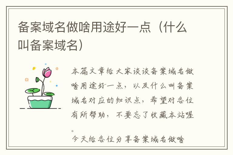 备案域名做啥用途好一点(什么叫备案域名)