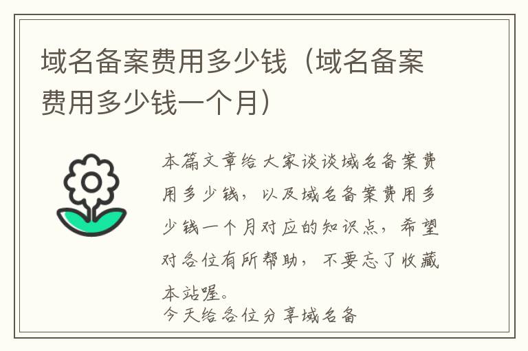 域名备案费用多少钱(域名备案费用多少钱一个月)