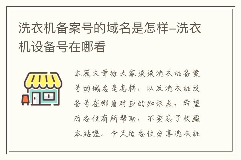 洗衣机备案号的域名是怎样-洗衣机设备号在哪看