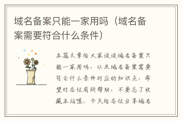 域名备案只能一家用吗(域名备案需要符合什么条件)
