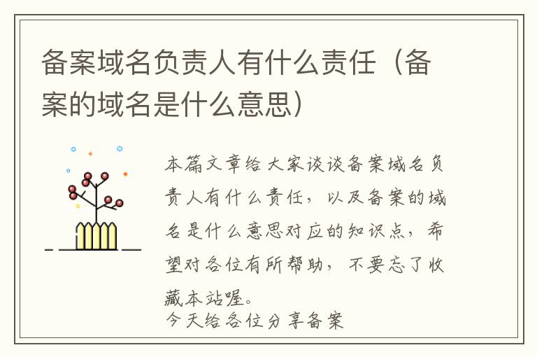 备案域名负责人有什么责任(备案的域名是什么意思)