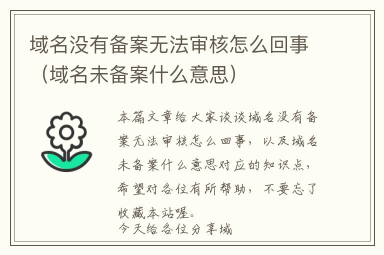 域名没有备案无法审核怎么回事(域名未备案什么意思)