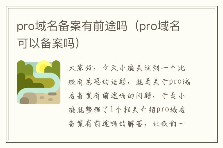 pro域名备案有前途吗(pro域名可以备案吗)