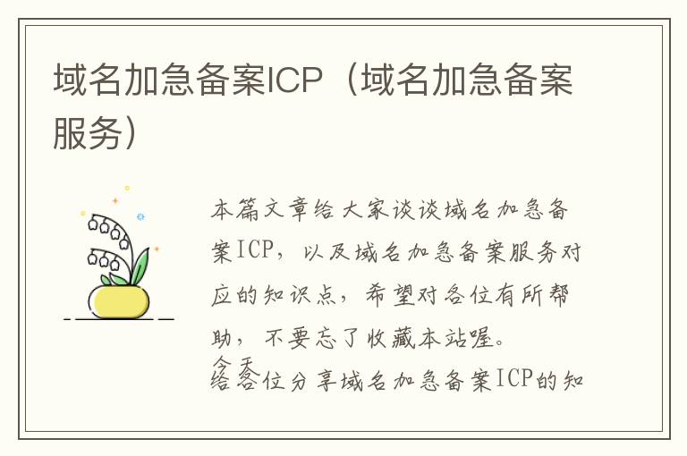 域名加急备案ICP(域名加急备案服务)