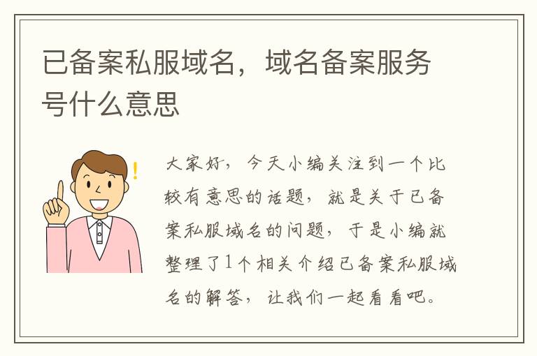 已备案私服域名,域名备案服务号什么意思