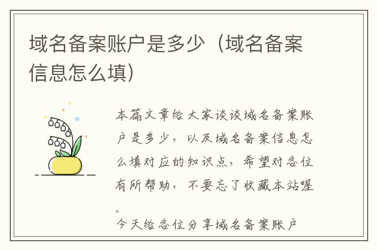 域名备案账户是多少(域名备案信息怎么填)