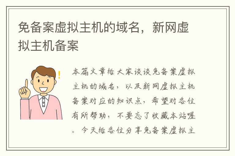 免备案虚拟主机的域名,新网虚拟主机备案