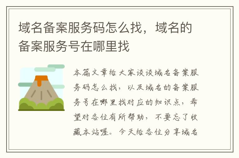 域名备案服务码怎么找,域名的备案服务号在哪里找
