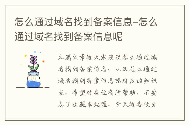 怎么通过域名找到备案信息-怎么通过域名找到备案信息呢
