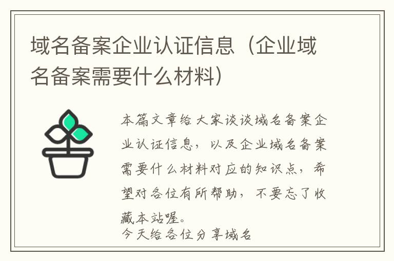 域名备案企业认证信息(企业域名备案需要什么材料)