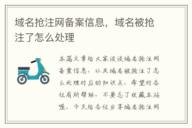 域名抢注网备案信息,域名被抢注了怎么处理