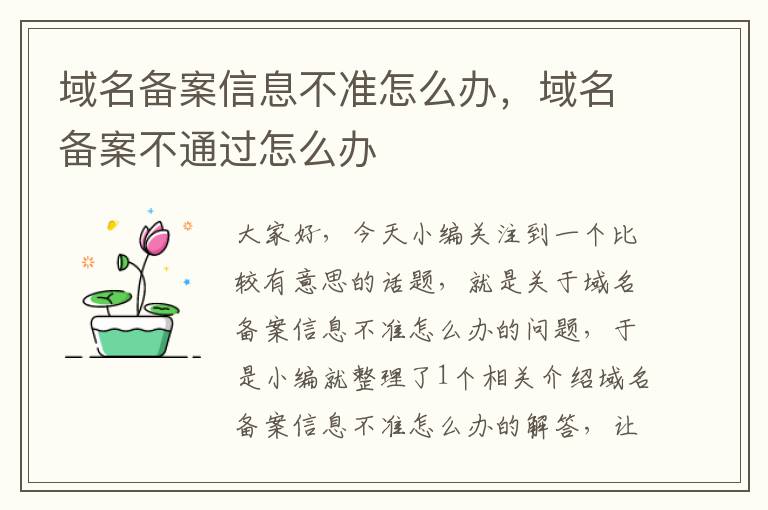 域名备案信息不准怎么办,域名备案不通过怎么办