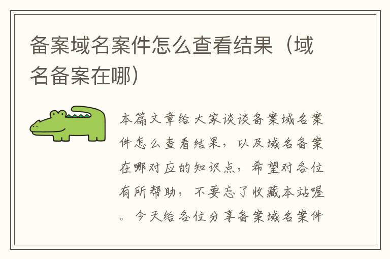 备案域名案件怎么查看结果(域名备案在哪)