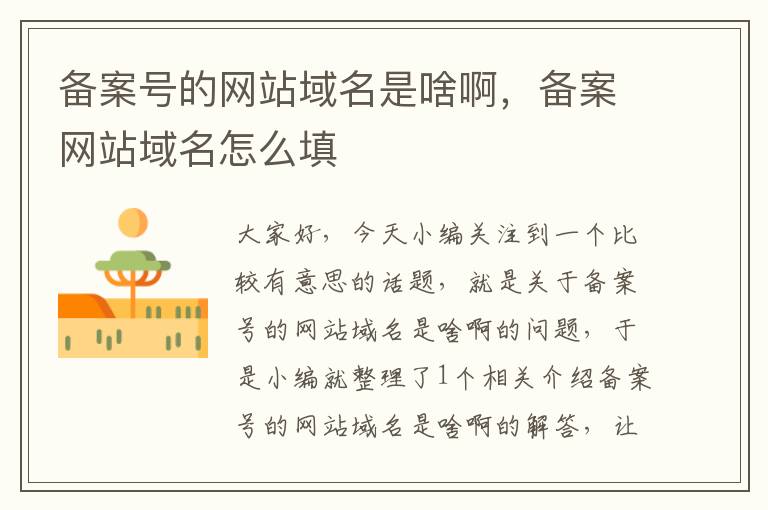 备案号的网站域名是啥啊,备案网站域名怎么填
