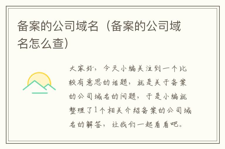 备案的公司域名(备案的公司域名怎么查)
