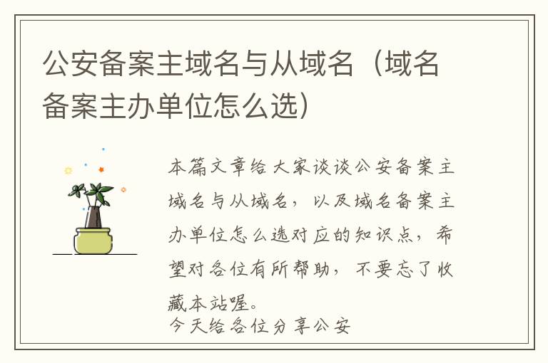 公安备案主域名与从域名(域名备案主办单位怎么选)