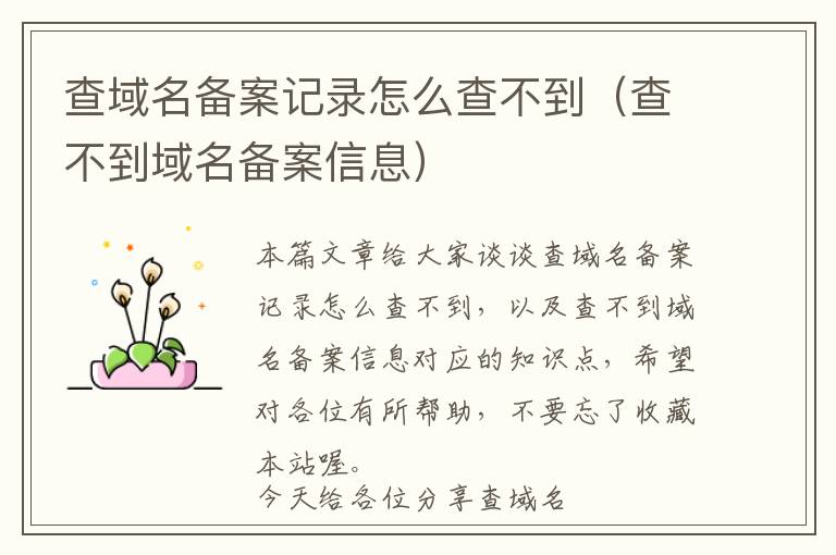 查域名备案记录怎么查不到(查不到域名备案信息)
