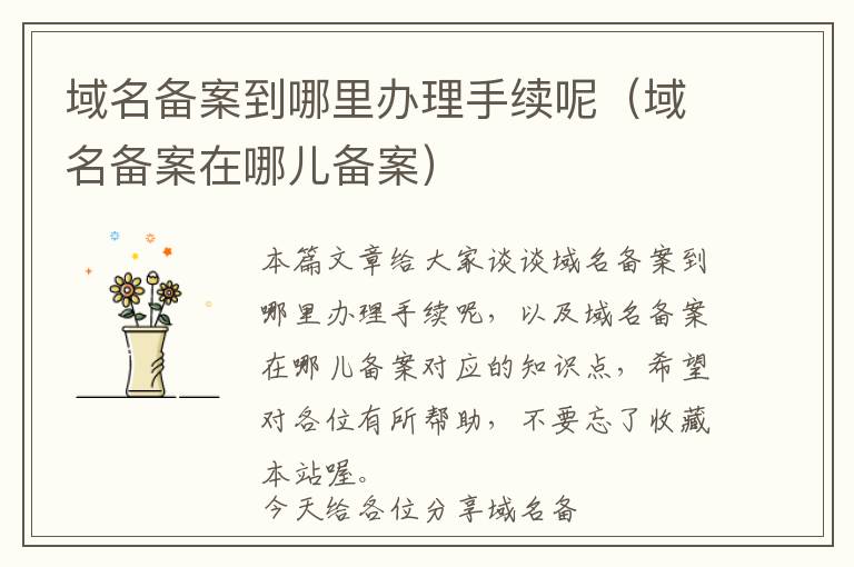 域名备案到哪里办理手续呢(域名备案在哪儿备案)