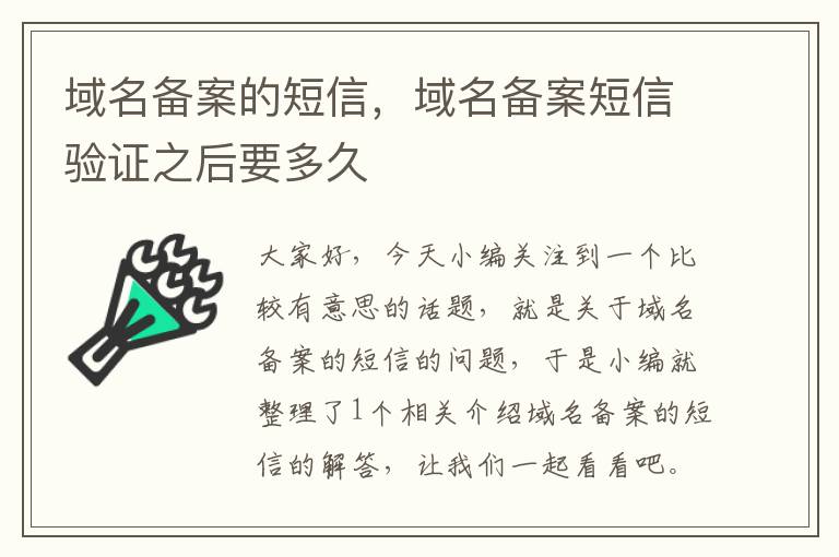 域名备案的短信,域名备案短信验证之后要多久