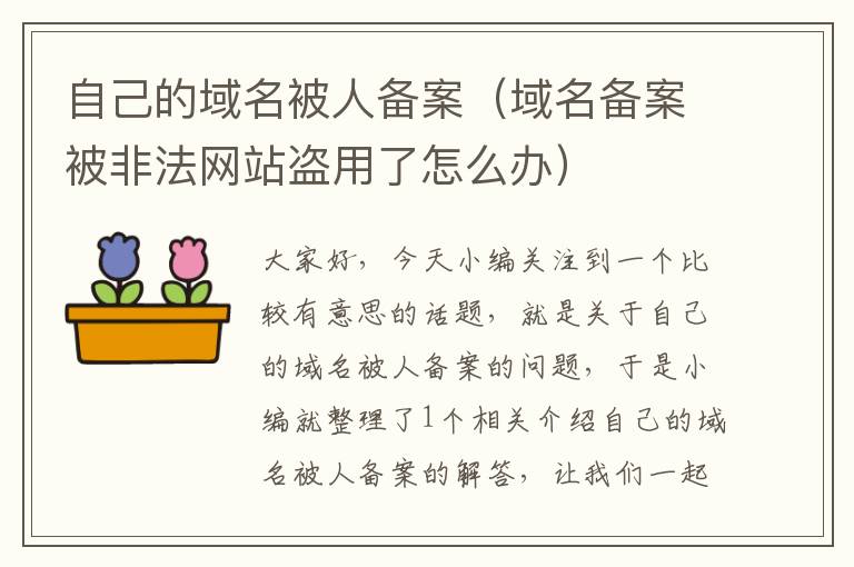 自己的域名被人备案(域名备案被非法网站盗用了怎么办)