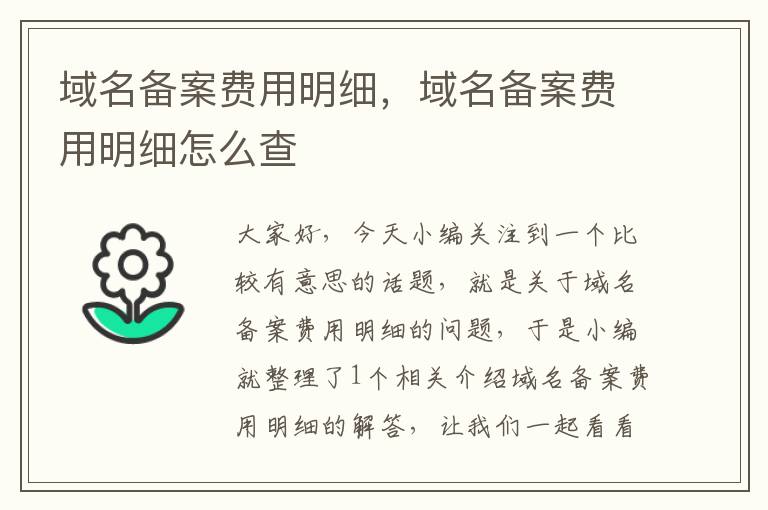 域名备案费用明细,域名备案费用明细怎么查