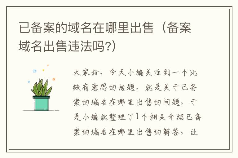 已备案的域名在哪里出售(备案域名出售违法吗?)