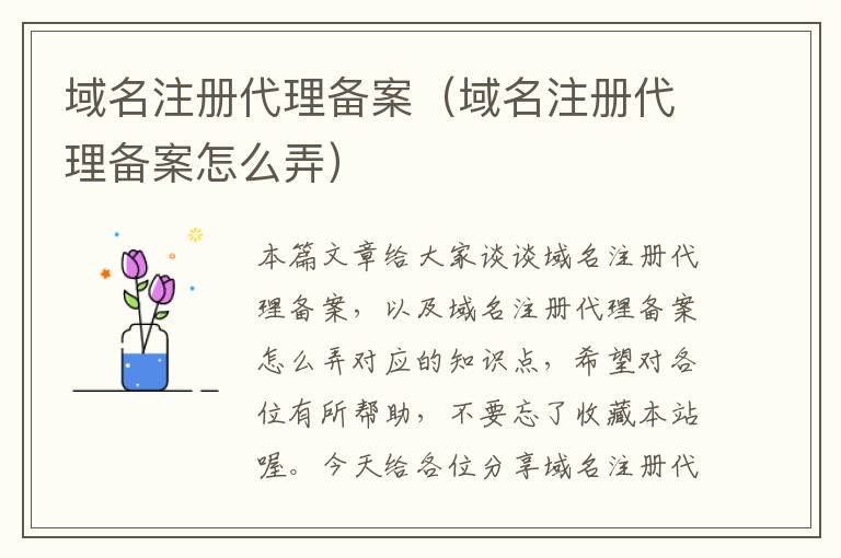 域名注册代理备案(域名注册代理备案怎么弄)