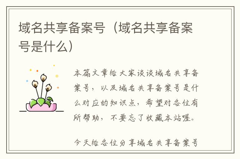 域名共享备案号(域名共享备案号是什么)