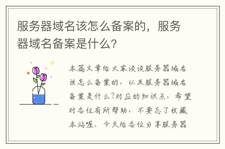 服务器域名该怎么备案的,服务器域名备案是什么?