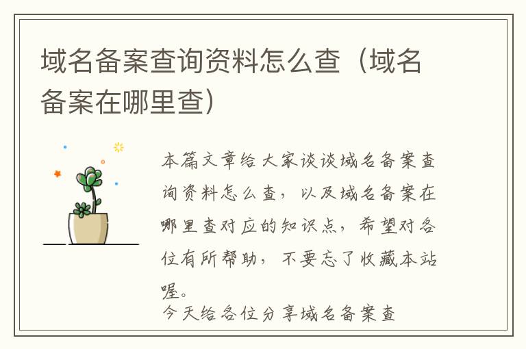域名备案查询资料怎么查(域名备案在哪里查)
