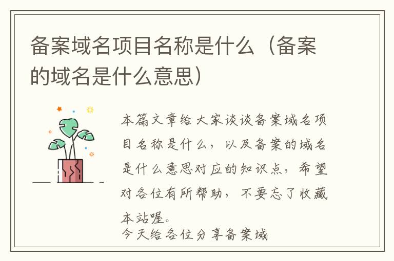 备案域名项目名称是什么(备案的域名是什么意思)