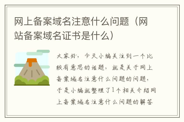 网上备案域名注意什么问题(网站备案域名证书是什么)