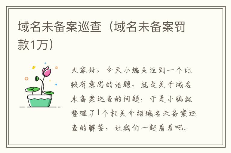 域名未备案巡查(域名未备案罚款1万)