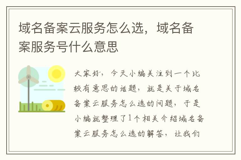 域名备案云服务怎么选,域名备案服务号什么意思