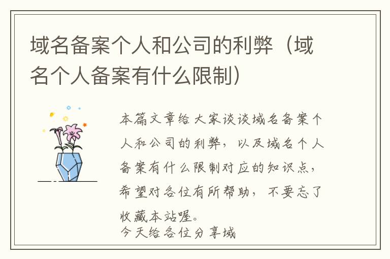 域名备案个人和公司的利弊(域名个人备案有什么限制)