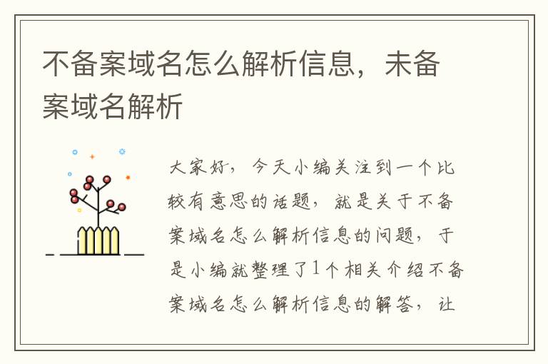 不备案域名怎么解析信息,未备案域名解析