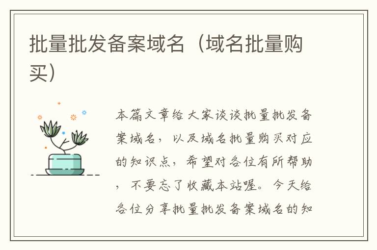 批量批发备案域名(域名批量购买)