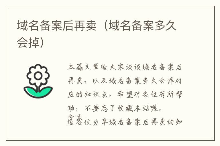 域名备案后再卖(域名备案多久会掉)