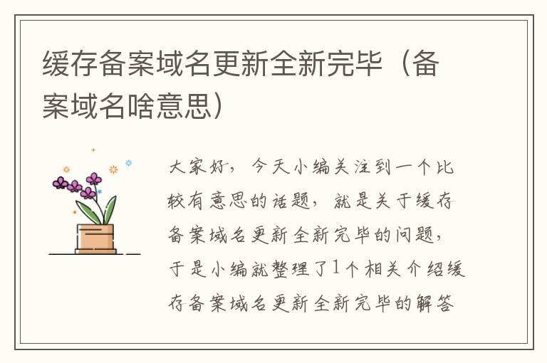 缓存备案域名更新全新完毕(备案域名啥意思)