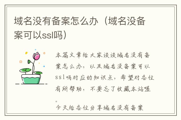 域名没有备案怎么办(域名没备案可以ssl吗)
