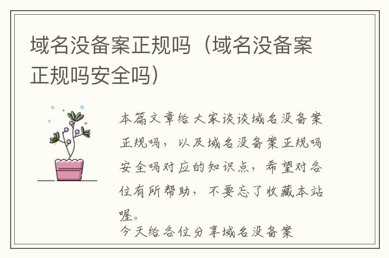 域名没备案正规吗(域名没备案正规吗安全吗)