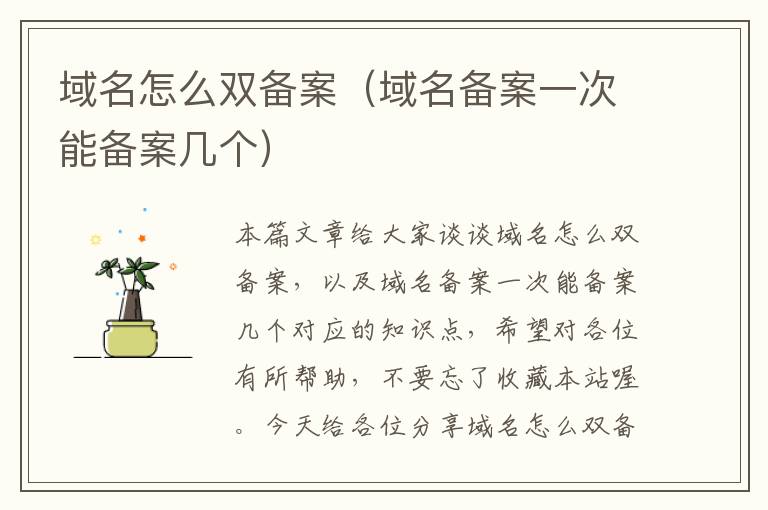 域名怎么双备案(域名备案一次能备案几个)
