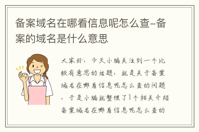 备案域名在哪看信息呢怎么查-备案的域名是什么意思