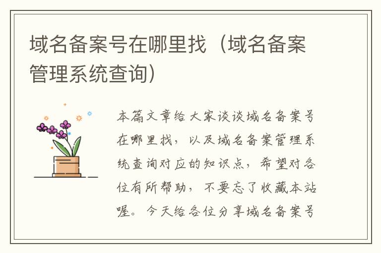 域名备案号在哪里找(域名备案管理系统查询)