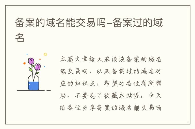 备案的域名能交易吗-备案过的域名